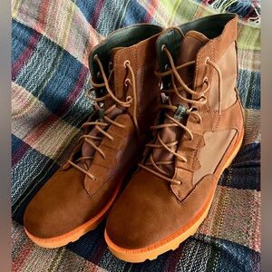 Sorel Caribou Waterproof Leather Boots Dark Amber Spark and Bright
Orange